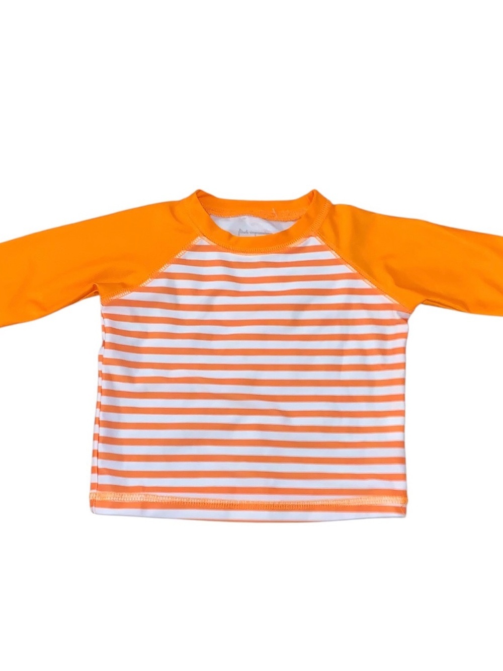 First Impressions Baby Rash Guard 6-9 Months Orange Striped Swim Top UPF 50